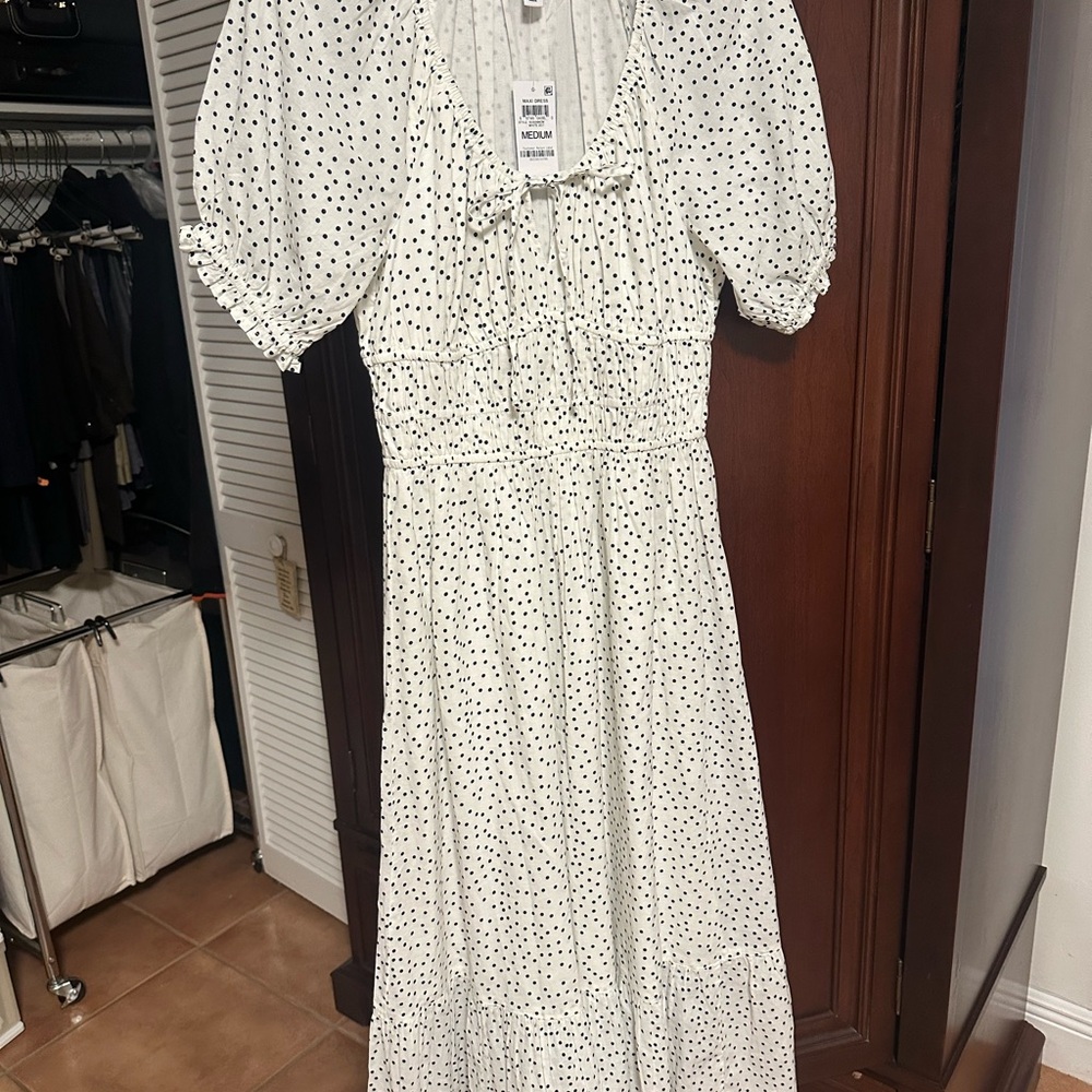 And Now This Chic Black and White Polka Dot Maxi Dress